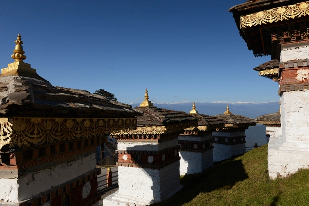 The dochula pass with the view of the Himalayan Mountain ranges from Thimphu